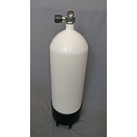 Diving bottle 15 liters 230bar complete with valve and stand 204mm white