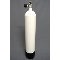 Diving bottle 8.5 liters 230bar complete with valve and stand 140mm white