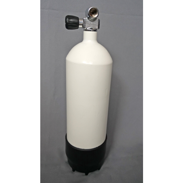 Diving bottle 5 litre 300bar complete with valve and stand white