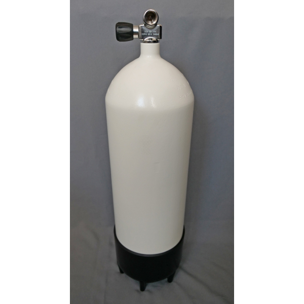 Tauchflasche 10 Liter 300bar komplett mit Ventil und Standfuss 178mm weiß