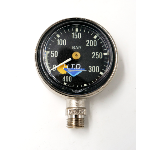 Pressure Gauge Finimeter, individually, black dial with white labeling