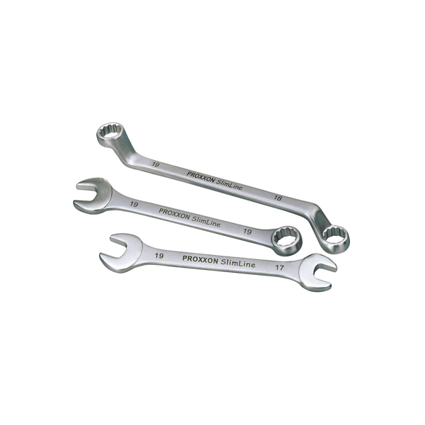 Double ring spanner set, 11-piece from 6 x 7 to 30 x 32 mm
