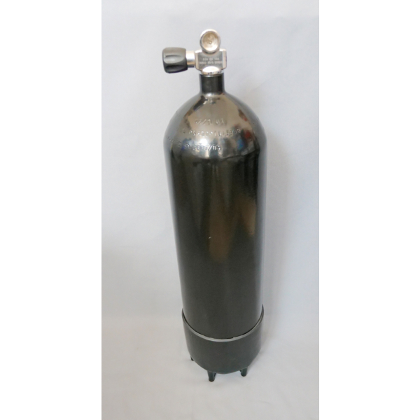Steel bottle / diving bottle 10 liter 232 bar 171mm without valve black