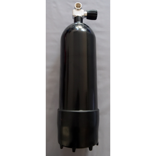 Tauchflasche 5 Liter 200bar komplett mit Ventil und Standfuss schwarz