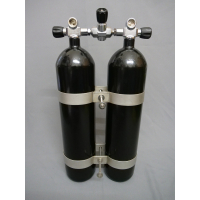 Double pack 7 liters 230bar compressed air with lockable bridge 185mm black