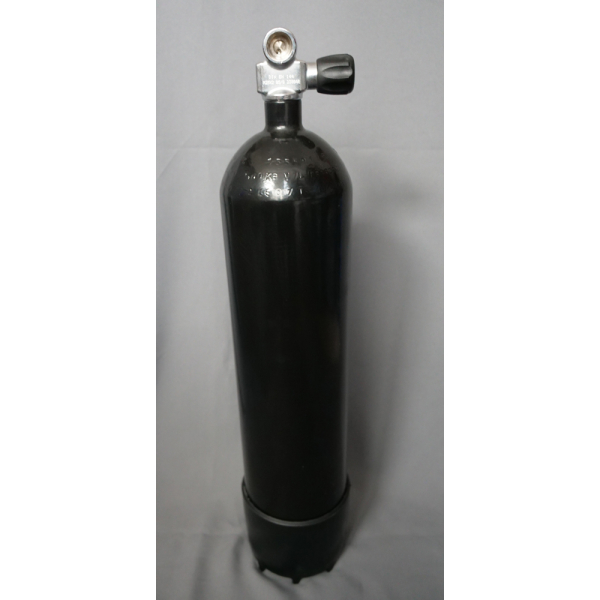 Diving bottle 7 litre 230bar complete with valve and stand black