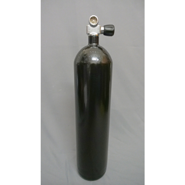 Diving bottle 8 litre 230bar complete with valve and stand black