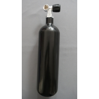 Diving bottle 2 litre 232bar complete with valve Bottle neck thread M25x2 black
