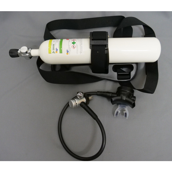 Boat diving apparatus as complete system 4 litre 200bar diving cylinder, carrying frame and regulator