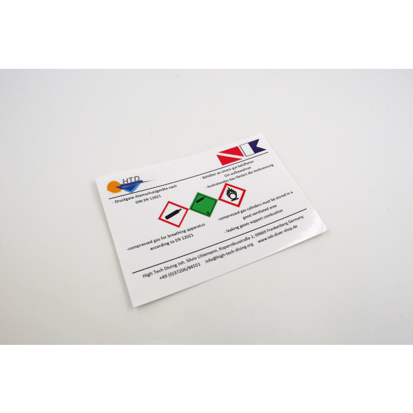 Dangerous goods label for compressed air diving cylinders GGVS class 2 2x2cm