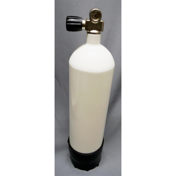 Diving bottle 6 litre 232bar complete with valve and stand white