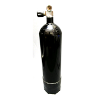 Diving bottle 6 litre 232bar complete with valve and stand black