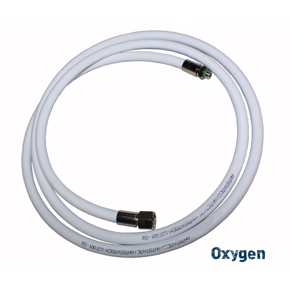 Medium pressure hose 210 cm for second stage or octopus connection 3/8 "UNF white 100% oxygen