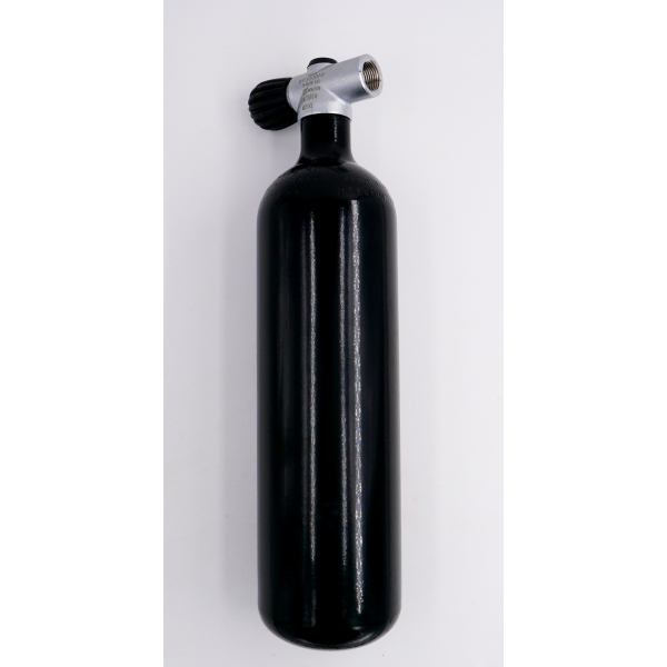 Tauchflasche 2 Liter 300bar komplett mit Ventil Flaschenhalsgewinde M25x2mm schwarz