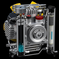 Atemluftkompressor MCH6 Compakt 100 l/min 232 bar mit Verbrennungsmotor Honda automatische Endabschaltung
