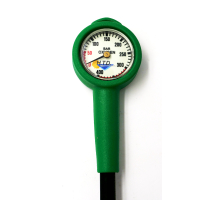 Pressure gauge with HP hose for oxygen, short high pressure hose 15cm