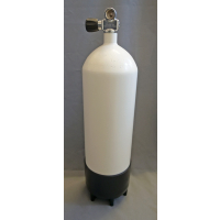Diving bottle 10 liters 232 bar complete with valve and stand white