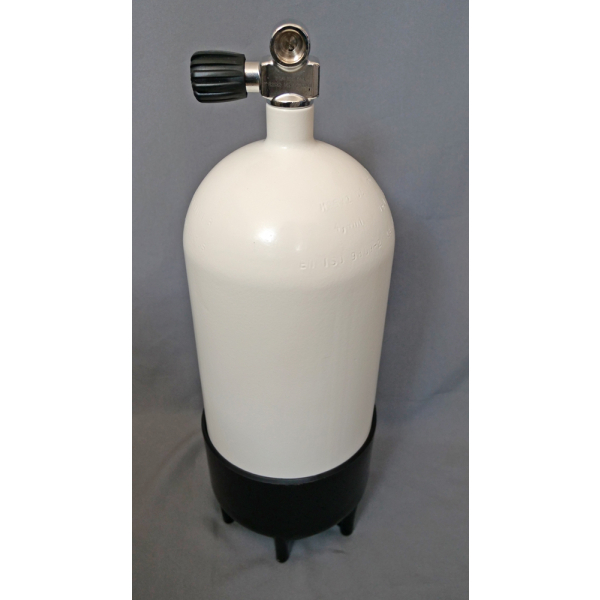 Diving bottle 12 liters 230bar complete with valve and stand 204mm white