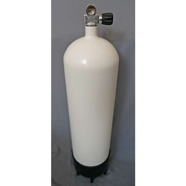 Diving bottle 18 liters 232bar complete with valve and stand 204mm white