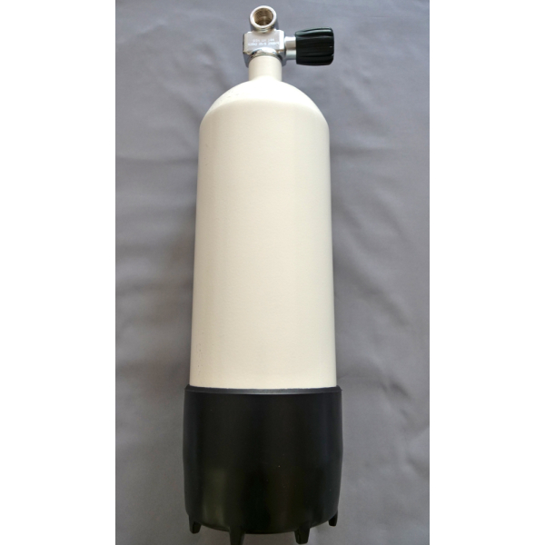 Diving bottle 5 litre 200bar complete with valve and stand white