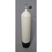 Diving bottle 7 litre 230bar complete with valve and stand white